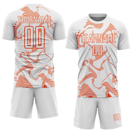 Lines Sports Soccer Custom Jersey Uniform Curve White Sublimation Orange