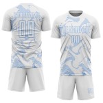 Light Jersey Sublimation Uniform Curve Sports Soccer Custom Blue Lines White