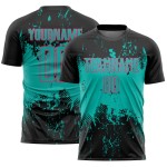 Uniform Black Sports Grunge Jersey Sublimation Abstract Aqua-Neon Splatter Soccer Pink Art Custom