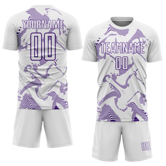 Sublimation Uniform Curve Soccer Jersey White Custom Sports Lines Purple Sublimation Uniform Curve Soccer Jersey White Custom Sports Lines Purple