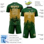 Old Grunge Soccer Splatter Abstract Art Custom Sports Gold-White Jersey Sublimation Uniform Green Old Grunge Soccer Splatter Abstract Art Custom Sports Gold-White Jersey Sublimation Uniform Green