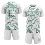 Sublimation Green Jersey Kelly Sports Custom Uniform Soccer Curve Lines White