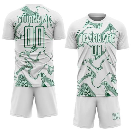 Sublimation Green Jersey Kelly Sports Custom Uniform Soccer Curve Lines White