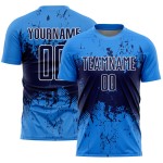 Sublimation Blue Navy-White Art Jersey Uniform Custom Abstract Splatter Soccer Sports Grunge Powder