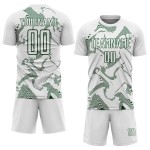 Sports Curve Uniform Lines Soccer Sublimation Green Jersey White Custom Sports Curve Uniform Lines Soccer Sublimation Green Jersey White Custom