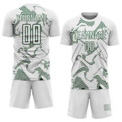 Sports Curve Uniform Lines Soccer Sublimation Green Jersey White Custom