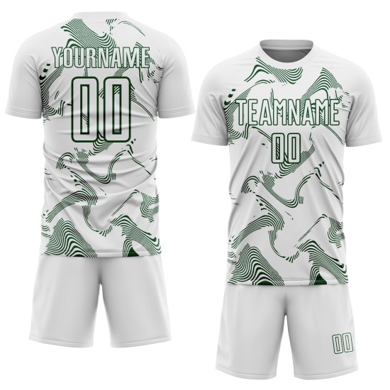 Sports Curve Uniform Lines Soccer Sublimation Green Jersey White Custom Sports Curve Uniform Lines Soccer Sublimation Green Jersey White Custom