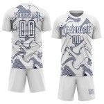 Curve Sports Custom Soccer White Navy Uniform Jersey Lines Sublimation