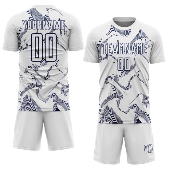 Curve Sports Custom Soccer White Navy Uniform Jersey Lines Sublimation