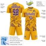 Sublimation Gold Purple-White Sports Soccer Uniform Custom Curve Jersey Lines Sublimation Gold Purple-White Sports Soccer Uniform Custom Curve Jersey Lines