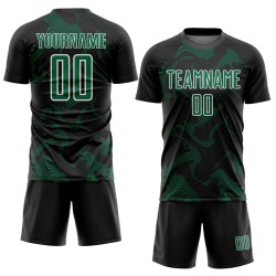 Kelly Uniform Sublimation Soccer Custom Black Curve Sports Lines Jersey Green-White