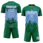 Kelly Light Sublimation Soccer Jersey Grunge Art Uniform Green Custom Blue-White Abstract Sports Splatter Kelly Light Sublimation Soccer Jersey Grunge Art Uniform Green Custom Blue-White Abstract Sports Splatter