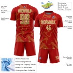Red Jersey Soccer Sublimation Gold-White Custom Curve Uniform Old Sports Lines
