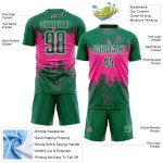 Grunge Custom Soccer Art Splatter Pink-White Kelly Jersey Uniform Sublimation Abstract Green Sports Grunge Custom Soccer Art Splatter Pink-White Kelly Jersey Uniform Sublimation Abstract Green Sports