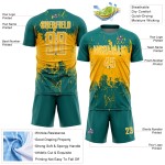 Sports Gold-White Jersey Uniform Sublimation Teal Soccer Splatter Art Custom Abstract Grunge Sports Gold-White Jersey Uniform Sublimation Teal Soccer Splatter Art Custom Abstract Grunge