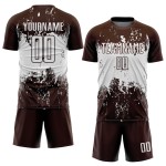 Soccer Sublimation Sports Abstract Art Brown White Jersey Uniform Splatter Grunge Custom Soccer Sublimation Sports Abstract Art Brown White Jersey Uniform Splatter Grunge Custom