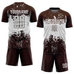 Soccer Sublimation Sports Abstract Art Brown White Jersey Uniform Splatter Grunge Custom