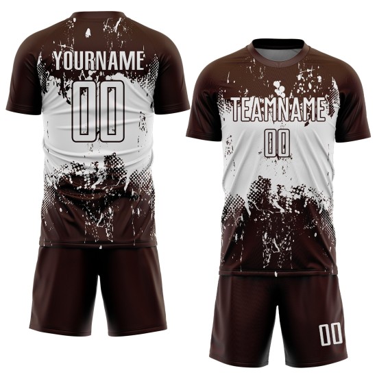 Soccer Sublimation Sports Abstract Art Brown White Jersey Uniform Splatter Grunge Custom Soccer Sublimation Sports Abstract Art Brown White Jersey Uniform Splatter Grunge Custom