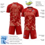 Cream Curve Red Lines Soccer Sublimation Uniform Sports Custom Jersey