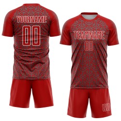 Steel Jersey Arrow Red Soccer Sublimation Uniform Geometric Custom Gray-White