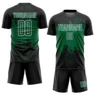 Art Soccer Custom Black Uniform Sublimation Green-White Splatter Kelly Abstract Sports Jersey Grunge Art Soccer Custom Black Uniform Sublimation Green-White Splatter Kelly Abstract Sports Jersey Grunge