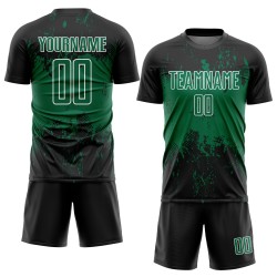 Art Soccer Custom Black Uniform Sublimation Green-White Splatter Kelly Abstract Sports Jersey Grunge Art Soccer Custom Black Uniform Sublimation Green-White Splatter Kelly Abstract Sports Jersey Grunge