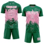 Pink-White Sports Sublimation Custom Grunge Abstract Splatter Green Jersey Light Uniform Kelly Art Soccer Pink-White Sports Sublimation Custom Grunge Abstract Splatter Green Jersey Light Uniform Kelly Art Soccer
