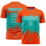 Art Sports Splatter Sublimation Aqua-White Custom Grunge Jersey Uniform Soccer Abstract Orange Art Sports Splatter Sublimation Aqua-White Custom Grunge Jersey Uniform Soccer Abstract Orange