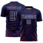 Crimson-White Sports Uniform Jersey Navy Soccer Sublimation Lines Custom Curve
