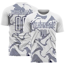 Curve Sports Custom Soccer White Navy Uniform Jersey Lines Sublimation