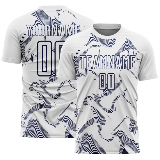 Curve Sports Custom Soccer White Navy Uniform Jersey Lines Sublimation