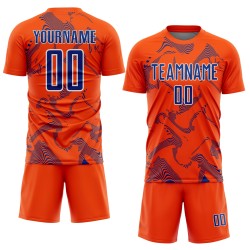 Soccer Curve Uniform Sports Orange Lines Sublimation Custom Jersey Royal-White