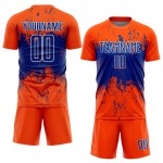 Soccer Royal-White Sports Custom Abstract Sublimation Art Orange Jersey Grunge Splatter Uniform Soccer Royal-White Sports Custom Abstract Sublimation Art Orange Jersey Grunge Splatter Uniform