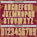 Soccer Custom Sports Jersey Curve Lines Uniform Crimson Sublimation Gold-White Old Soccer Custom Sports Jersey Curve Lines Uniform Crimson Sublimation Gold-White Old