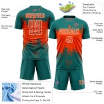 Uniform Orange-White Art Custom Teal Sports Splatter Grunge Soccer Jersey Sublimation Abstract