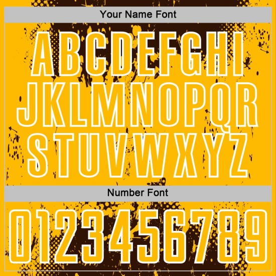 Gold-White Uniform Custom Soccer Jersey Art Abstract Brown Sports Splatter Grunge Sublimation