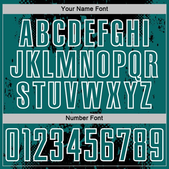 Soccer Sublimation Jersey Grunge Sports Black Splatter Custom Teal-White Uniform Abstract Art Soccer Sublimation Jersey Grunge Sports Black Splatter Custom Teal-White Uniform Abstract Art