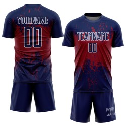 Navy Crimson-White Sublimation Sports Grunge Art Jersey Splatter Abstract Custom Soccer Uniform
