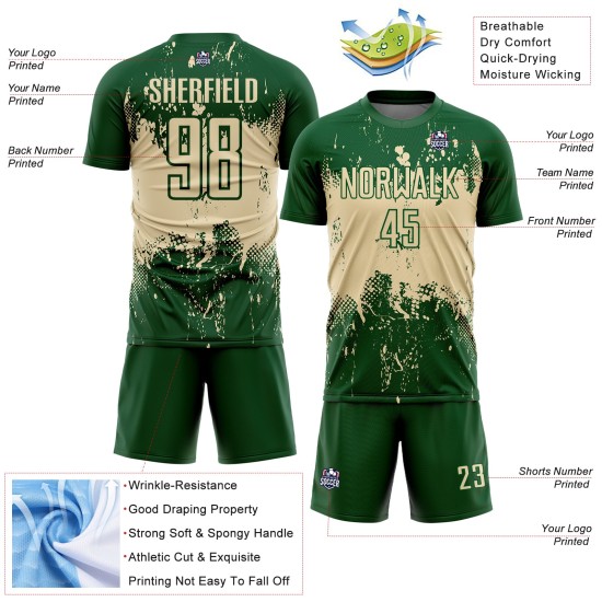 Soccer Splatter Custom Art Uniform Grunge Cream Abstract Sublimation Sports Green Jersey Soccer Splatter Custom Art Uniform Grunge Cream Abstract Sublimation Sports Green Jersey