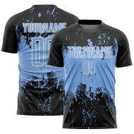 Art Jersey Grunge Sublimation Custom Black Abstract Splatter Sports Soccer Blue-White Uniform Light