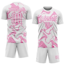 Sublimation Jersey Lines Custom White Pink Sports Curve Uniform Soccer