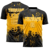 Abstract Custom Grunge Gold-White Sports Uniform Jersey Black Art Soccer Sublimation Splatter