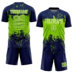 Soccer Sublimation Jersey Uniform Custom Navy Grunge Sports Abstract Art Neon Splatter Green-White Soccer Sublimation Jersey Uniform Custom Navy Grunge Sports Abstract Art Neon Splatter Green-White