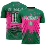 Grunge Custom Soccer Art Splatter Pink-White Kelly Jersey Uniform Sublimation Abstract Green Sports Grunge Custom Soccer Art Splatter Pink-White Kelly Jersey Uniform Sublimation Abstract Green Sports
