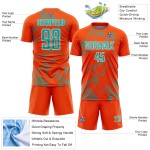 Soccer Sublimation Lines Orange Jersey Uniform Aqua-White Curve Sports Custom Soccer Sublimation Lines Orange Jersey Uniform Aqua-White Curve Sports Custom