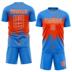 Custom Splatter Soccer Abstract Powder Uniform Jersey Blue Art Grunge Sports Sublimation Orange-White Custom Splatter Soccer Abstract Powder Uniform Jersey Blue Art Grunge Sports Sublimation Orange-White