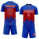 Custom Red-White Soccer Sublimation Grunge Blue Jersey Abstract Thunder Art Sports Splatter Uniform Custom Red-White Soccer Sublimation Grunge Blue Jersey Abstract Thunder Art Sports Splatter Uniform