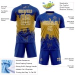 Jersey Soccer Custom Royal Abstract Splatter Old Sublimation Sports Uniform Grunge Gold-White Art Jersey Soccer Custom Royal Abstract Splatter Old Sublimation Sports Uniform Grunge Gold-White Art