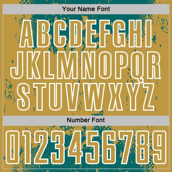 Custom Teal Soccer Uniform Jersey Splatter Art Sports Gold-White Sublimation Abstract Grunge Old