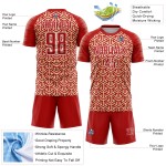 Custom Red Uniform Arrow Geometric Jersey Cream-White Sublimation Soccer Custom Red Uniform Arrow Geometric Jersey Cream-White Sublimation Soccer